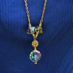 Long aurora crystal vintage handmade necklace